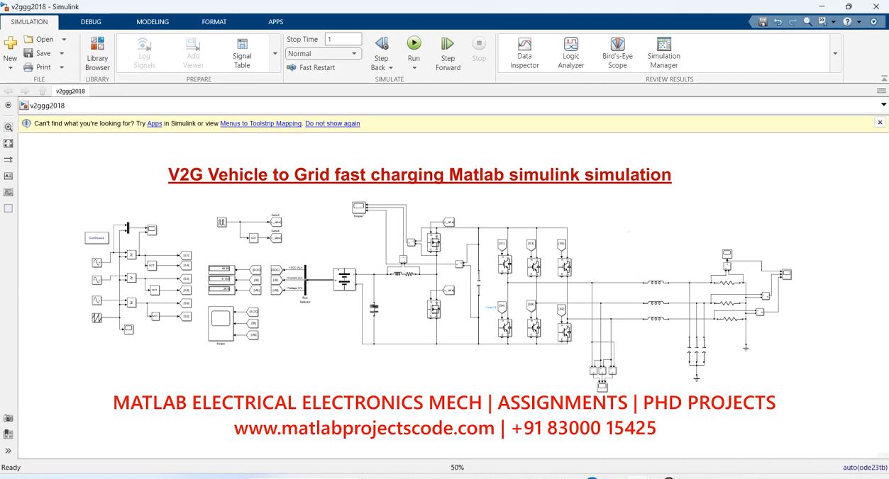 V2G Vehicle To Grid Fast Charging Matlab Simulink Simulation - Phd Research project simulation thumbnail for Renewable Energy Engineering