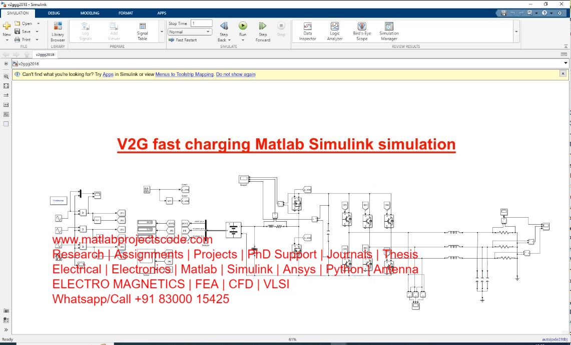 V2G Fast Charging -Electrical Matlab Simulink Simulation project simulation thumbnail for Mechanical, EV and Mechatronics Engineering