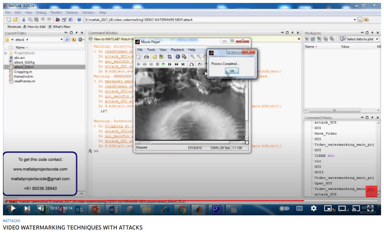 VIDEO WATERMARKING TECHNIQUES WITH ATTACKS project simulation thumbnail for Signal Processing and AI Engineering