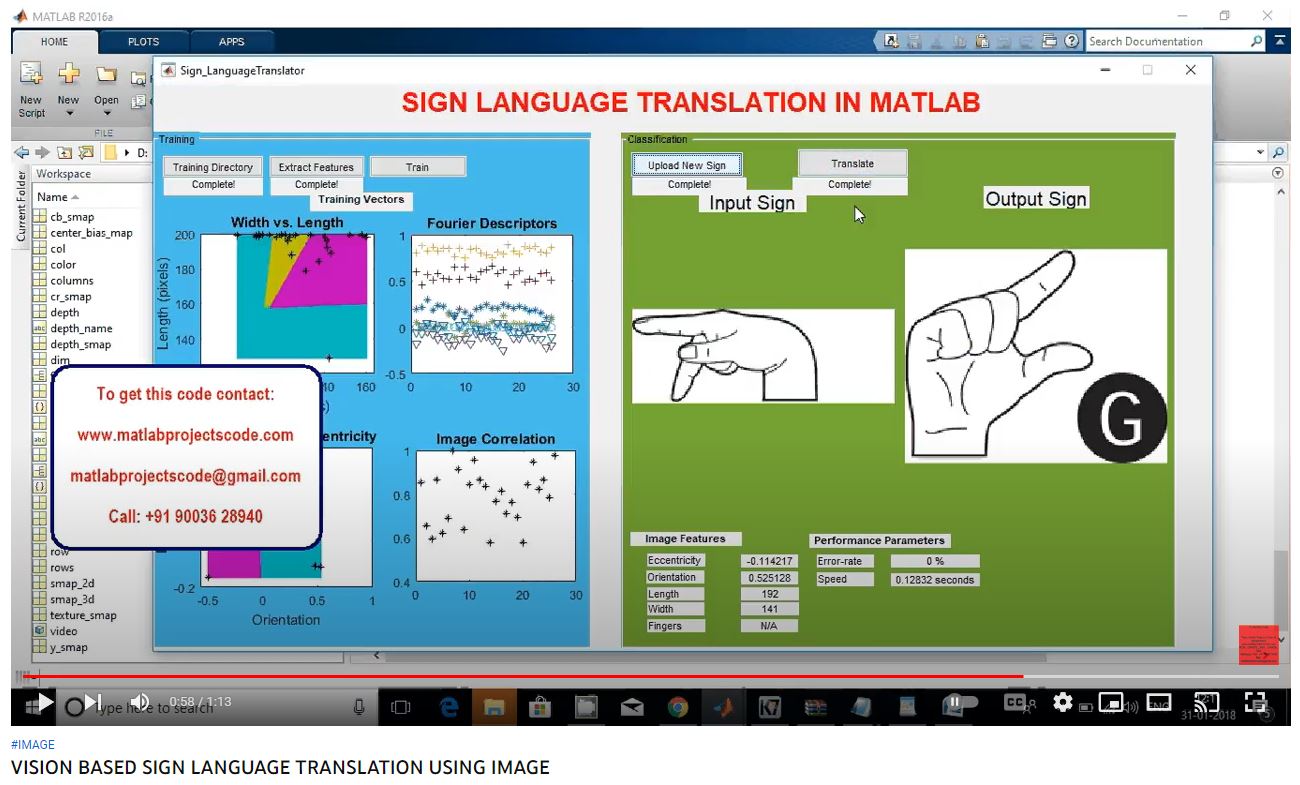 VISION based SIGN LANGUAGE TRANSLATION using IMAGE project simulation thumbnail for Signal Processing and AI Engineering
