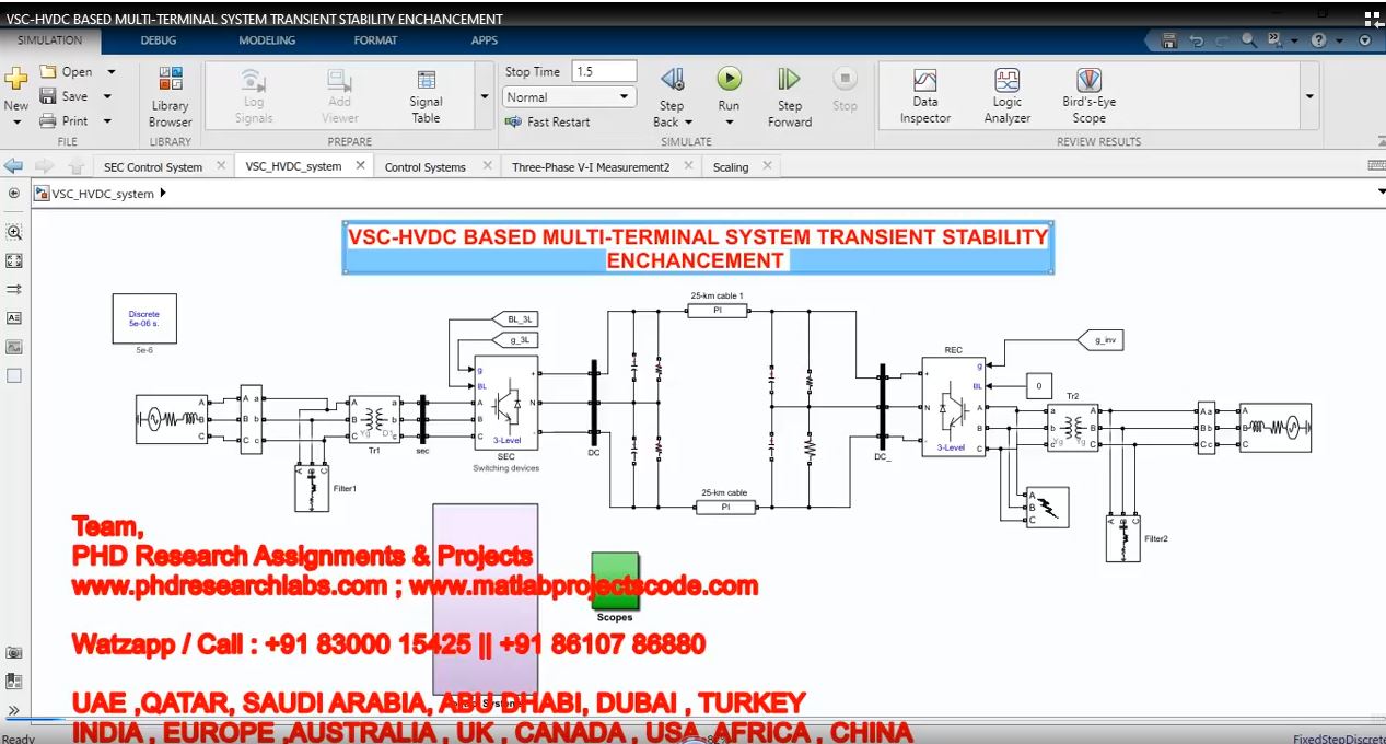 Vsc-Hvdc Based Multi-Terminal System Transient Stability Enchancement project simulation thumbnail for Power Electronics Engineering