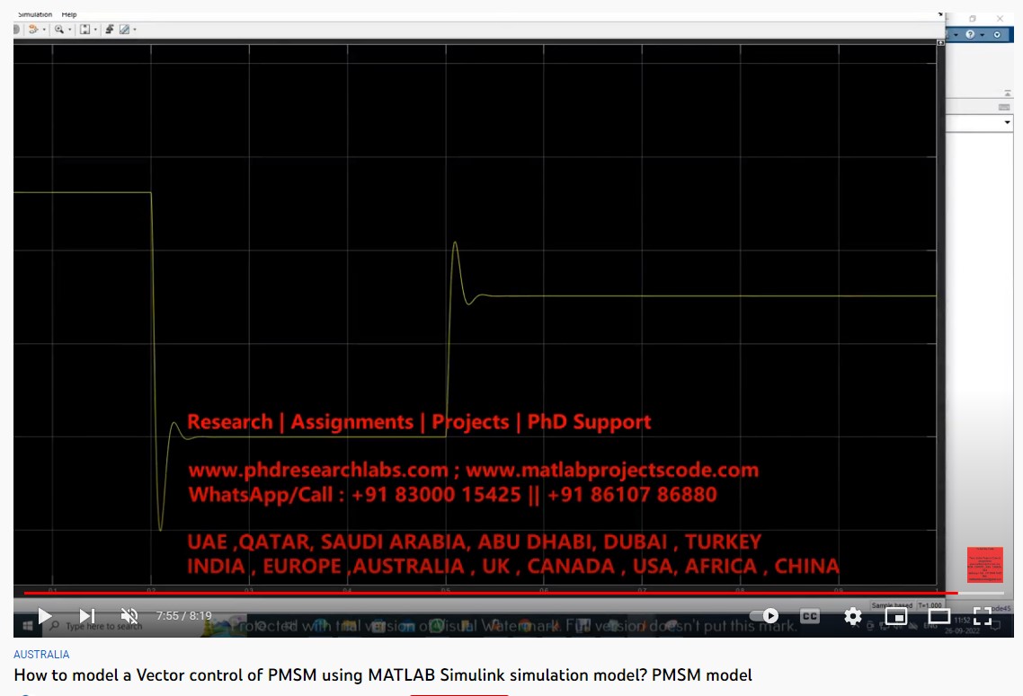 Vector Control of PMSM using MATLAB SIMULINK Simulation project simulation thumbnail for Mechanical, EV and Mechatronics Engineering