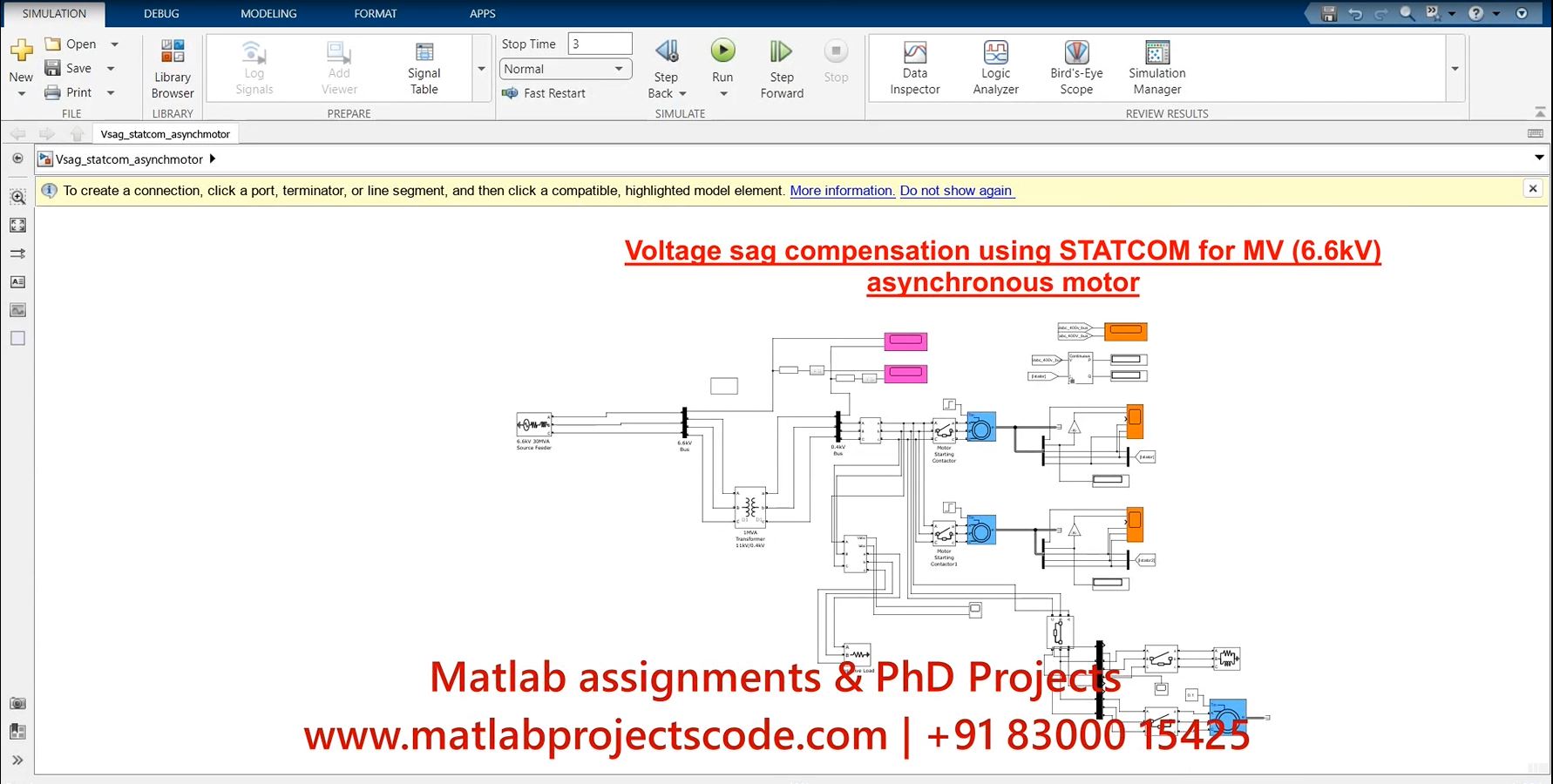 Voltage Sag Compensation Using Statcom For Asynchronous Motor project simulation thumbnail for Mechanical, EV and Mechatronics Engineering