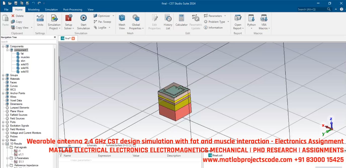 Wearable Antenna 2 4 Ghz Cst Simulation - Fat Muscle Interaction Analysis For Biomedical Applications project thumbnail image