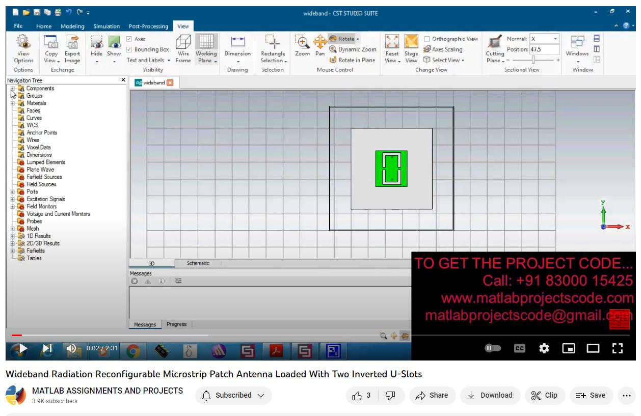 Wideband Radiation Reconfigurable Microstrip Patch Antenna Loaded With Two Inverted U-Slots project simulation thumbnail for Electromagnetics and RF Engineering