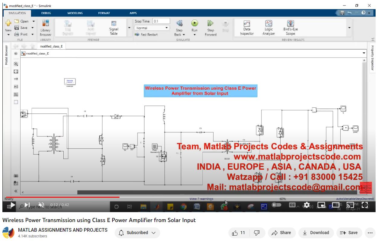 Wireless Power Transmission Using Class E Power Amplifier From Solar Input project simulation thumbnail for Renewable Energy Engineering