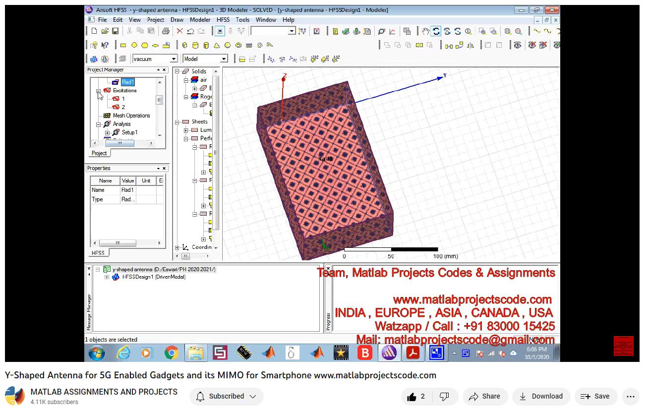 Y-Shaped Antenna For 5G Enabled Gadgets And Its Mimo For Smartphone-Matlab Simulink-Electrical Assignments-Projects-Phd Research project simulation thumbnail for Electromagnetics and RF Engineering
