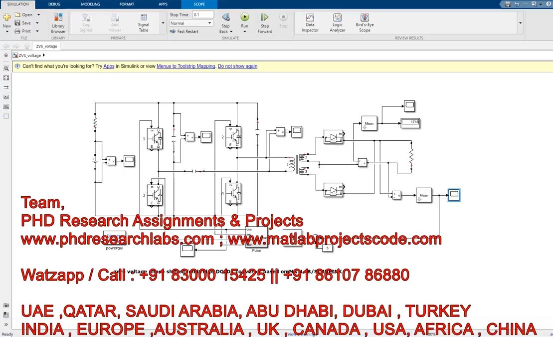 Zero Voltage Phase Shifted Full Bridge Dc_Dc Converter Based On Matlab_Simulink project simulation thumbnail for Power Electronics Engineering