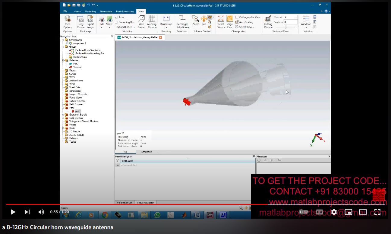 A 8-12Ghz Circular Horn Waveguide Antenna project simulation thumbnail for Electromagnetics and RF Engineering