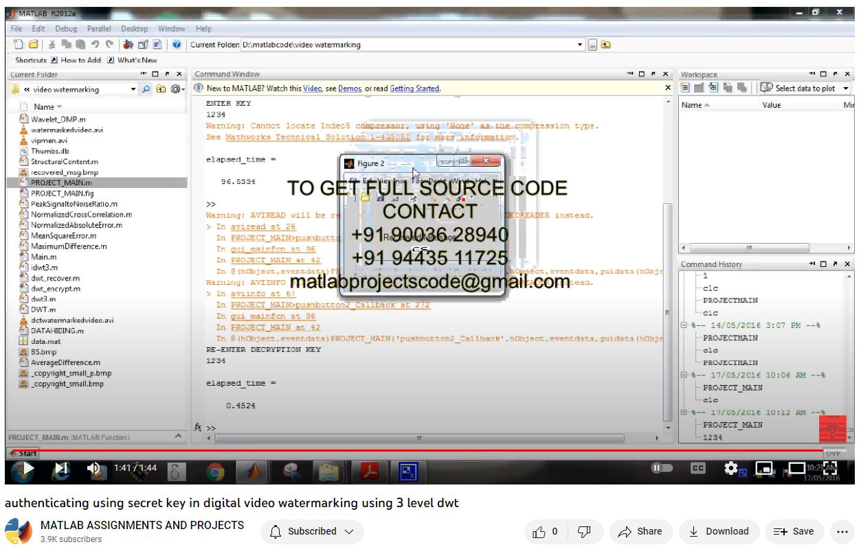 Authenticating Using Secret Key In Digital Video Watermarking Using 3 Level Dwt project simulation thumbnail for Signal Processing and AI Engineering