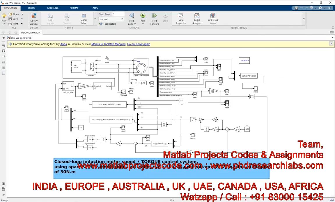 Closed Loop Induction Motor Speed And Torque Control project simulation thumbnail for Mechanical, EV and Mechatronics Engineering