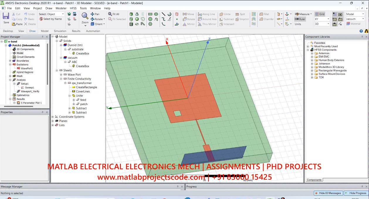 E-Band Microstrip Patch Slot Antenna In Hfss Ansys-Antenna - Phd Research project simulation thumbnail for Electromagnetics and RF Engineering