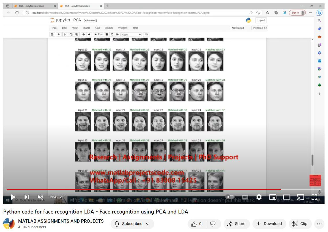 Face Recognition Lda - Face Recognition Using Pca And Lda - Python Code project simulation thumbnail for Signal Processing and AI Engineering