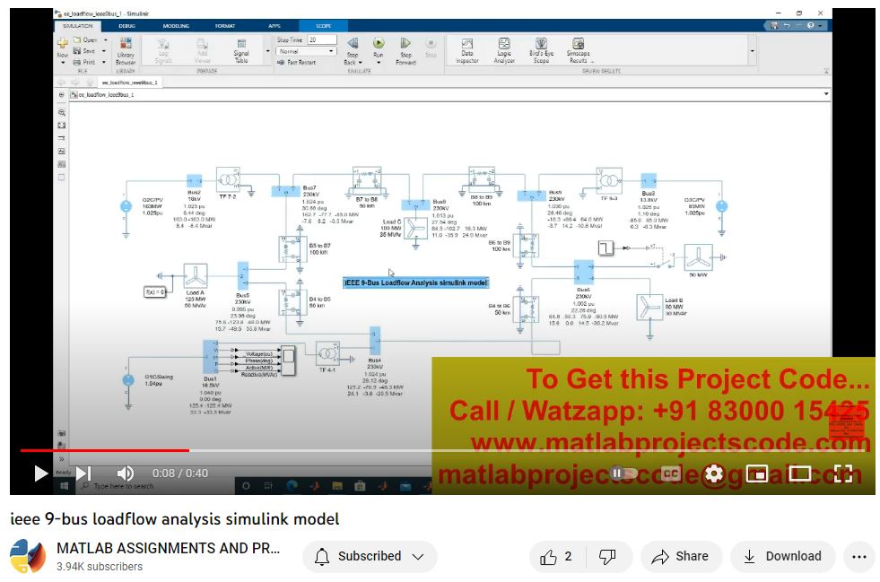 Ieee 9-Bus Loadflow Analysis Simulink Model project simulation thumbnail for Electrical Engineering