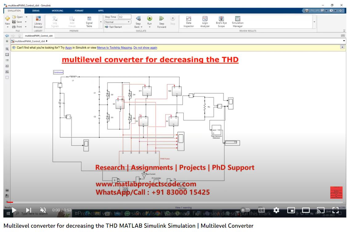 Multilevel Converter For Decreasing The Thd_Matlab Simulink Simulation Model project simulation thumbnail for Power Electronics Engineering