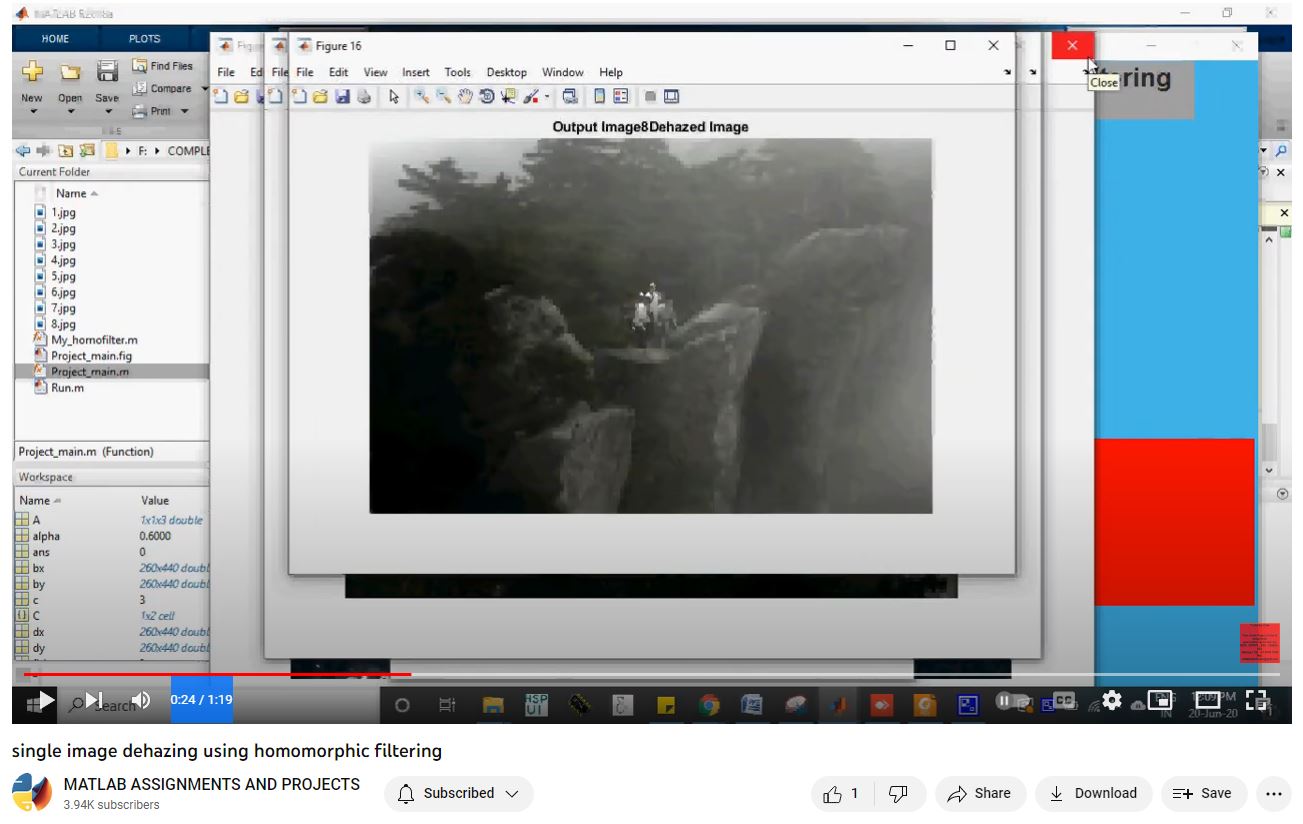 Single Image Dehazing Using Homomorphic Filtering project simulation thumbnail for Signal Processing and AI Engineering
