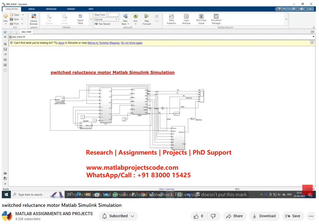 Switched Reluctance Motor Matlab Simulink Simulation project simulation thumbnail for Mechanical, EV and Mechatronics Engineering