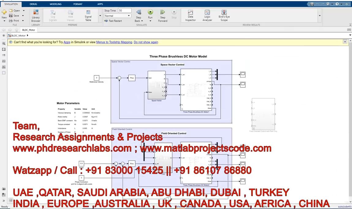 Three Phase Pmsm Bldc Motor _ Field Oriented Control _ Bldc Motor Dynamics And Control _ Bldc project simulation thumbnail for Mechanical, EV and Mechatronics Engineering