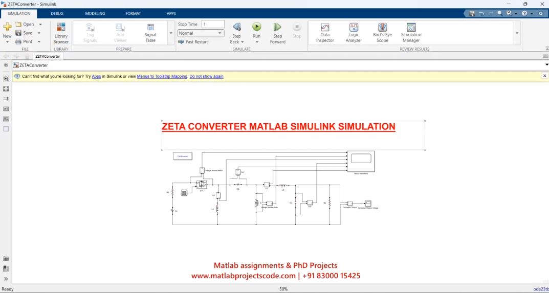 Zeta-Converter-Matlab-Simulink-Simulation project simulation thumbnail for Power Electronics Engineering